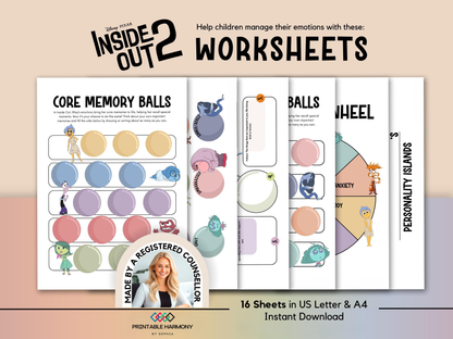 Inside Out 2 Emotional Regulation Worksheet Bundle