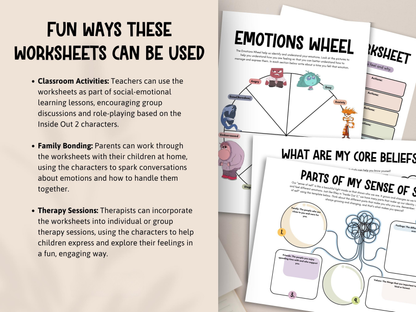 Inside Out 2 Emotional Regulation Worksheet Bundle