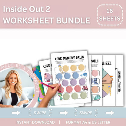 Inside Out 2 Emotional Regulation Worksheet Bundle